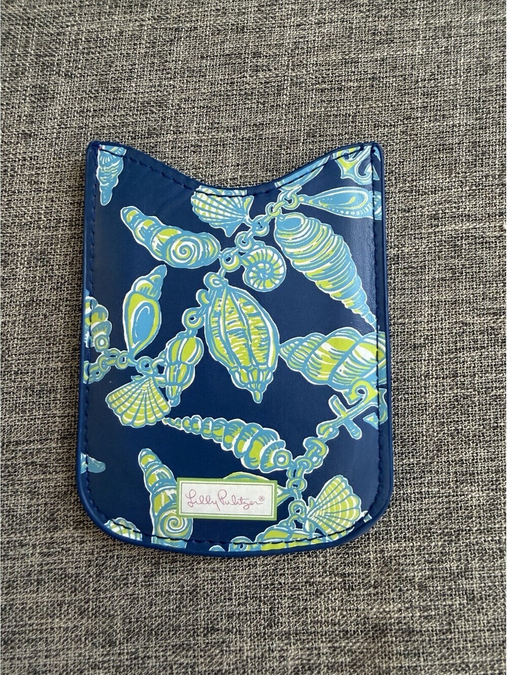 Lilly Pulitzer Navy Seashell Anchor Print Phone Card Pocket Holder